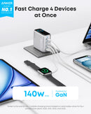 Anker Charger (140W, 4-Port, PD 3.1) with USB-C Cable