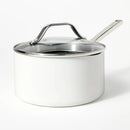 3qt Nonstick Ceramic Coated Aluminum Sauce Pan - Cream