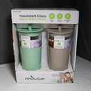 Reduce Aspen 20oz Insulated Glass Tumblers, 2-Pack - Green and Beige