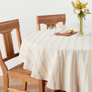 70" Cotton Striped Round Tablecloth- Yellow