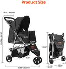 Pet Stroller - Foldable 3 Wheels with Brake