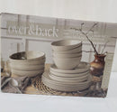 16 Pc Dinnerware Stoneware Dinner Plate and Bowl Set New Beige