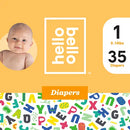 140 Diapers Size 1 - Alphabet Soup Design - (35ct x 4)