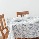 84" x 60" Cotton Floral Tablecloth Blue
