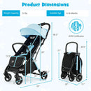 Portable Baby Stroller One-Hand Fold Pushchair W/ Aluminum Frame Blue