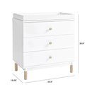 Gelato 3-Drawer Changer Dresser - White and Washed Natural