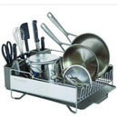 Large Capacity Full Size Rust Resistan Dish Rack with Self Draining Angled Drain Board and Removable Flatware Caddy Light Grey Gray