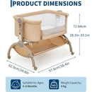 Bedside Bassinet Baby Sleeper, 3-in-1 Co-Sleeper Crib - Beige