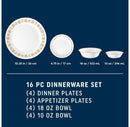 Corelle 16pc Butterfly Gold Dinnerware Set