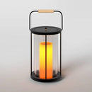 10.5" Black Metal and Glass Battery LED Outdoor Lantern Clear/Black - Threshold™