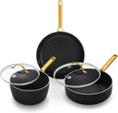 5 Piece Ceramic Nonstick Cookware Set - Hard Anodized Pots and Pans