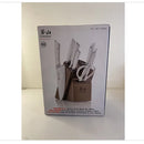 Rainier Series 8-Piece Knife Set With Acacia Block And White Handles