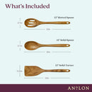 3-Piece Wood Tool Teakwood Slotted Spoon Set