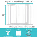 Auto-Close Baby Gate with Door - White