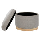 Naka Storage Ottoman with Light Wood Base - Performance Gray
