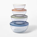 8pc Glass Set of 4 Mixing Bowls with Lids Clear - ™: Microwave & Freezer Safe, Glass & Plastic