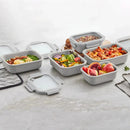 Ceramic Food Storage Set, 5 Containers with Glass Lids, Leak-Free Kitchen Containers (GRAY)