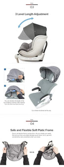 Sun Shade Extender/Auxiliary Canopy for Car Seat - Black Grey