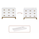Scoot 6-Drawer Dresser in White/Natural Walnut