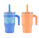 14oz 2pk Kids Mugs with Spill-Proof Straw - Blue and Orange