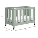 Maki Full-Size Folding Crib with Toddler Rail - Light Sage