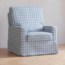 Crawford Pillowback Comfort Swivel Glider - Blue Gingham