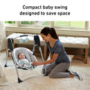 Slim Spaces Compact Infant Swing, Space-Saving Design - Gray, Tilden