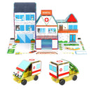 150pc Magnetic Tile Building Set - School Police Station and Hospital Theme
