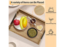 Acacia Wood Serving Tray with Metal Handles - 17 Inch