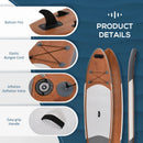 Soozier Inflatable Stand Up Paddle Board Ultra-Light Yoga SUP with Non-Slip Deck Pad, Premium Accessories, Waterproof Bag, Safety Leash and Hand Pump for Surfing, Brown