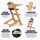 Wooden High Chair for Babies & Toddlers - Black