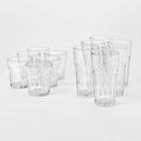 12pc Glass Tumbler Set - Faceted Design