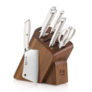 L1 Series 1027129 German Steel Forged 7-Piece Cleaver Knife Block Set - White
