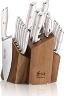 L1 Series 17-Piece German Steel Forged Knife Block Set - White