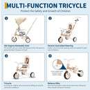 7-in-1 Foldable Baby Tricycle - Beige