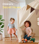 Kids Play Tent with Padded Mat and Lights - Beige