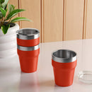 12oz 2pk Stacking Short Tumbler with Lid Red - Room Essentials™