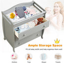 Baby Changing Table Infant Diaper With 3 Drawers and Safety Belt-Gray