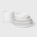 12-Piece White Stoneware Dinnerware Set