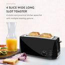 4 Slice Long Slot Toaster with Extra Wide Slots - Black
