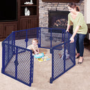 Freestanding 6-Panel Baby Playpen - Navy