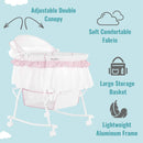 Lacy Portable 2-in-1 Bassinet & Cradle - Pink and White
