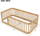 Montessori Twin Floor Bed Twin Size - Natural High Fence
