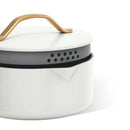 Ceramic Non-Stick Covered Sauce Pan with Strainer Lid - White Icing
