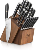 17-Piece German Steel Forged Knife Set - Natural Wood