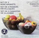 Set of 2 Metal Wire Baskets for Storage and Organization - Decorative Display for Fruits, Vegetables, Breads, or Collectibles