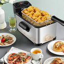 3.2 Quart Electric Deep Fryer 1700W Stainless Steel Timer Frying Basket - Black/Silver