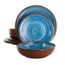 12pc Melamine Rippled Tides Dinnerware Set - Blue