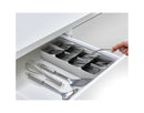 DrawerStore Large Compact Cutlery Organizer - Gray: Silverware Tray, In-Drawer Flatware Storage, Multiple Compartments