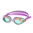 Junior Glide Print Swim Goggles - Teal/Multi: Flexible Anti-Fog Lens, Adjustable Strap